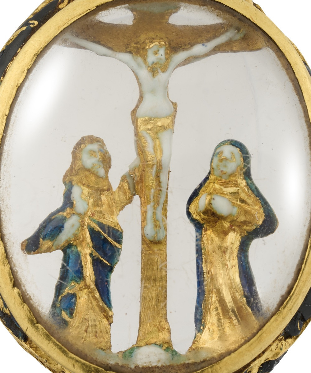 Pendentif Crucifixion Renaissance En Or Et émail. Espagne, XVIIe Siècle.  -photo-2