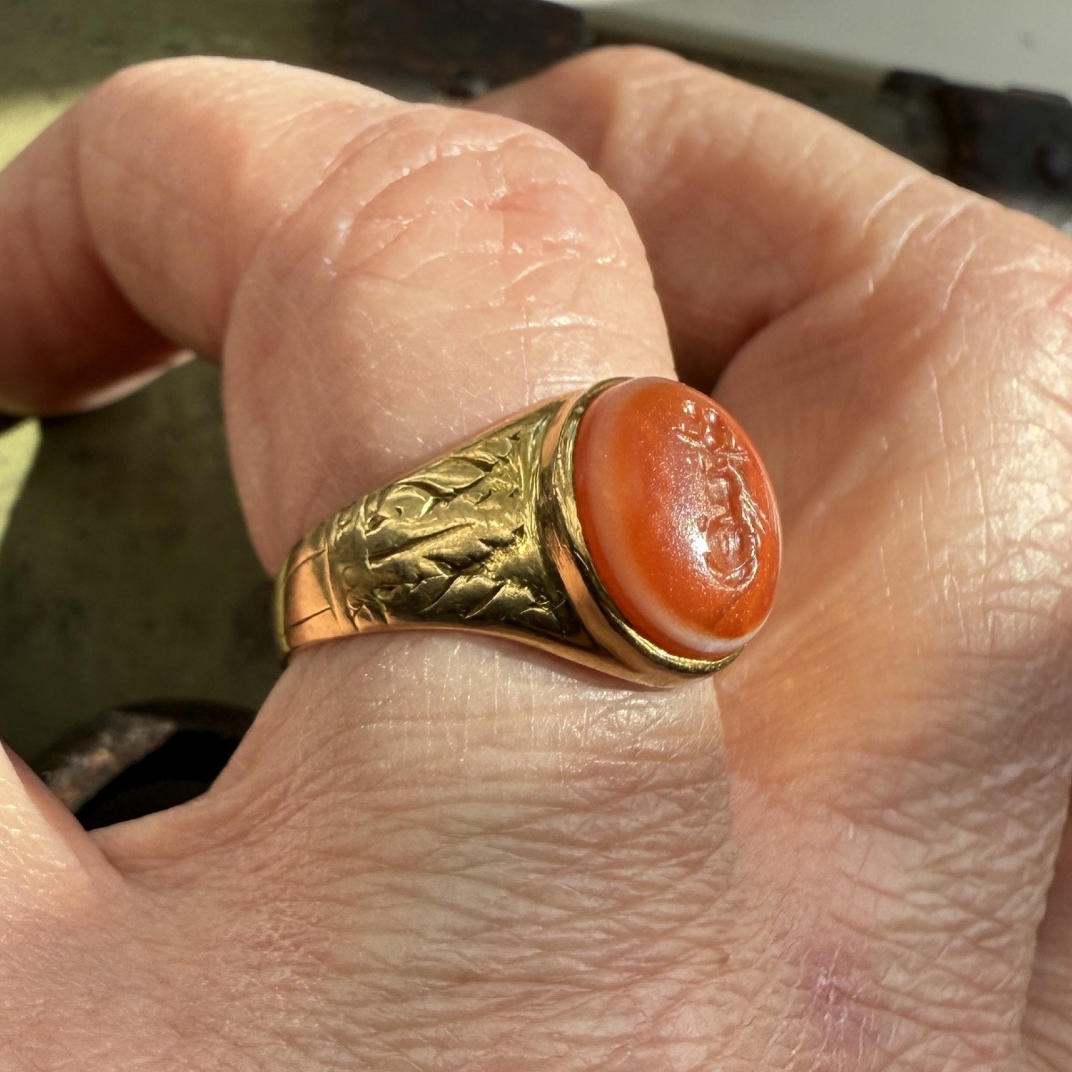 Bague En Or Ornée d'Une Intaille Antique d'Osiris-canope. époque Romaine, Ier-iie Siècle Apr.jc-photo-4