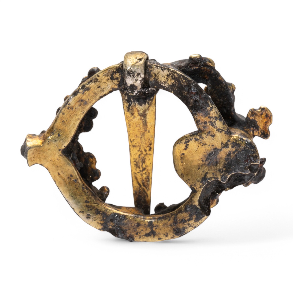 Broche Médiévale En Vermeil Ornée d'Un Grenat. Anglaise Ou Française, XIIIe-xive Siècle. -photo-2