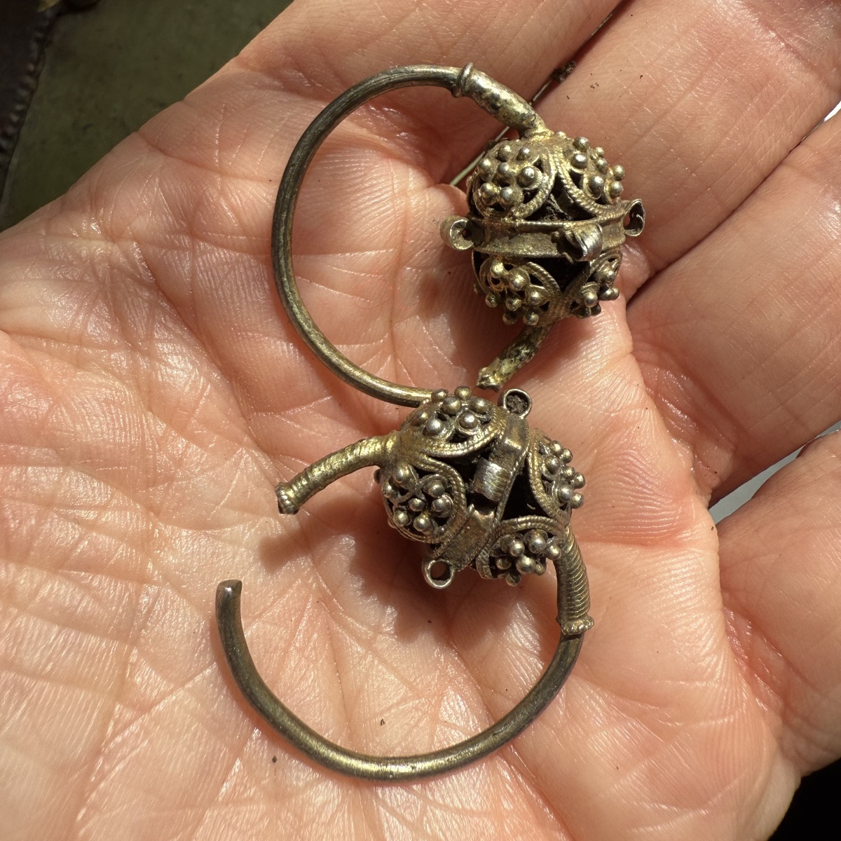 Pair Of Silver-gilt Filigree Hoop Earrings. Byzantine Empire, 8–12th Century Ad.-photo-7