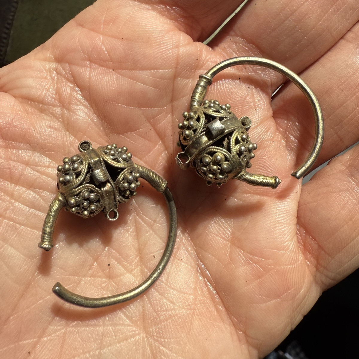 Pair Of Silver-gilt Filigree Hoop Earrings. Byzantine Empire, 8–12th Century Ad.-photo-8