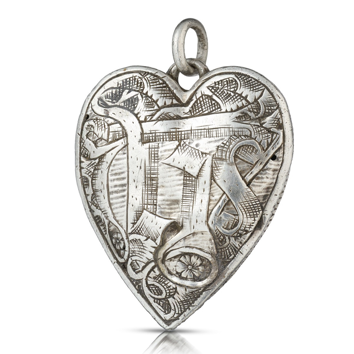 Pendentif En Argent En Forme De Cœur Orné d'Une Pierre Crapaud. Allemagne, XVe/xvie Siècle. -photo-2