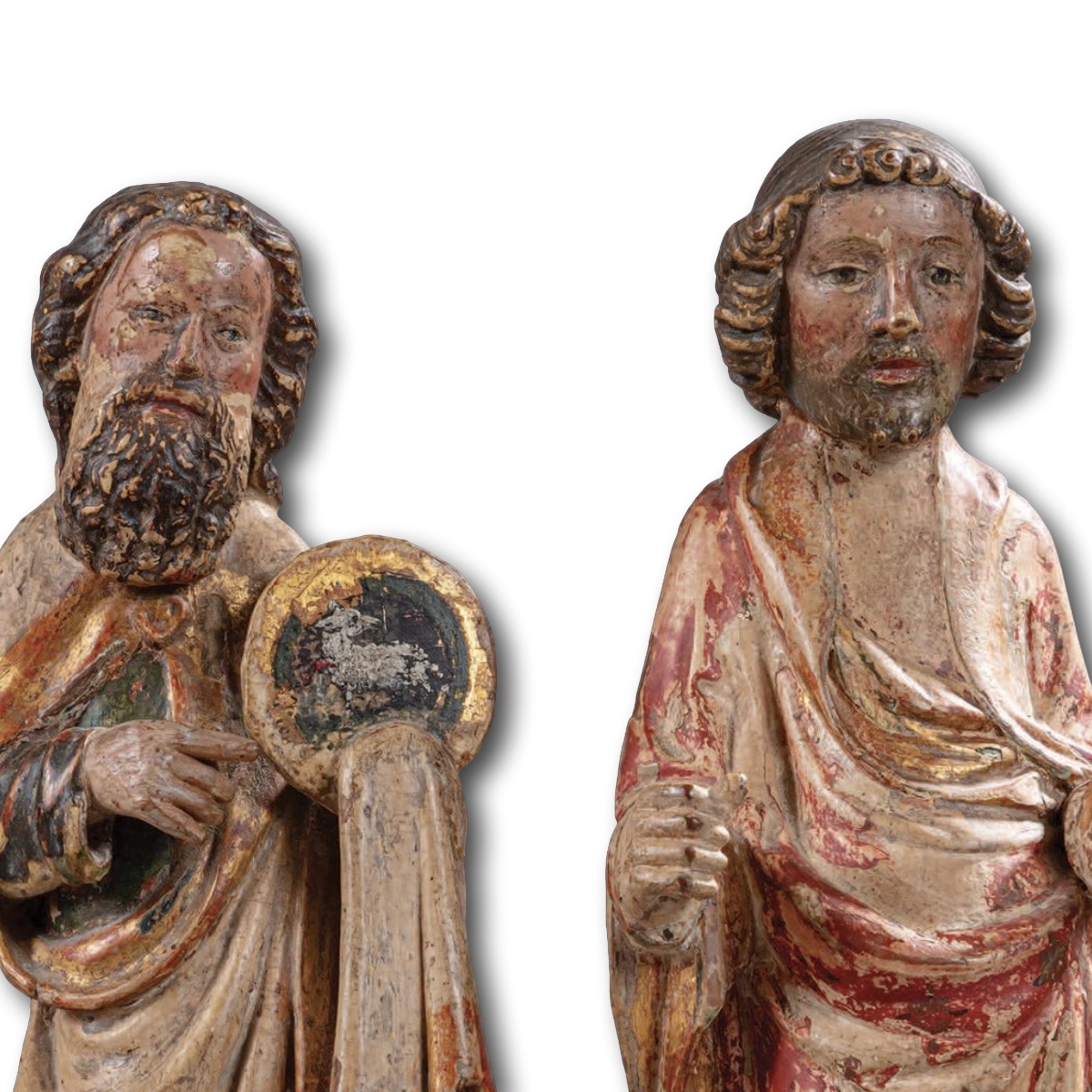Polychrome Sculptures Of St. John And A Reliquary Figure. Germany, 14th Century.-photo-2