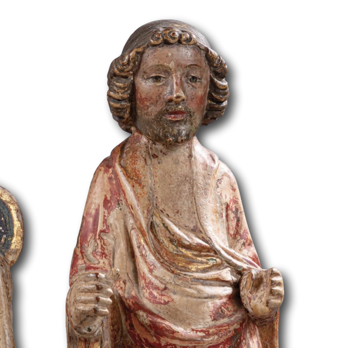 Polychrome Sculptures Of St. John And A Reliquary Figure. Germany, 14th Century.-photo-3