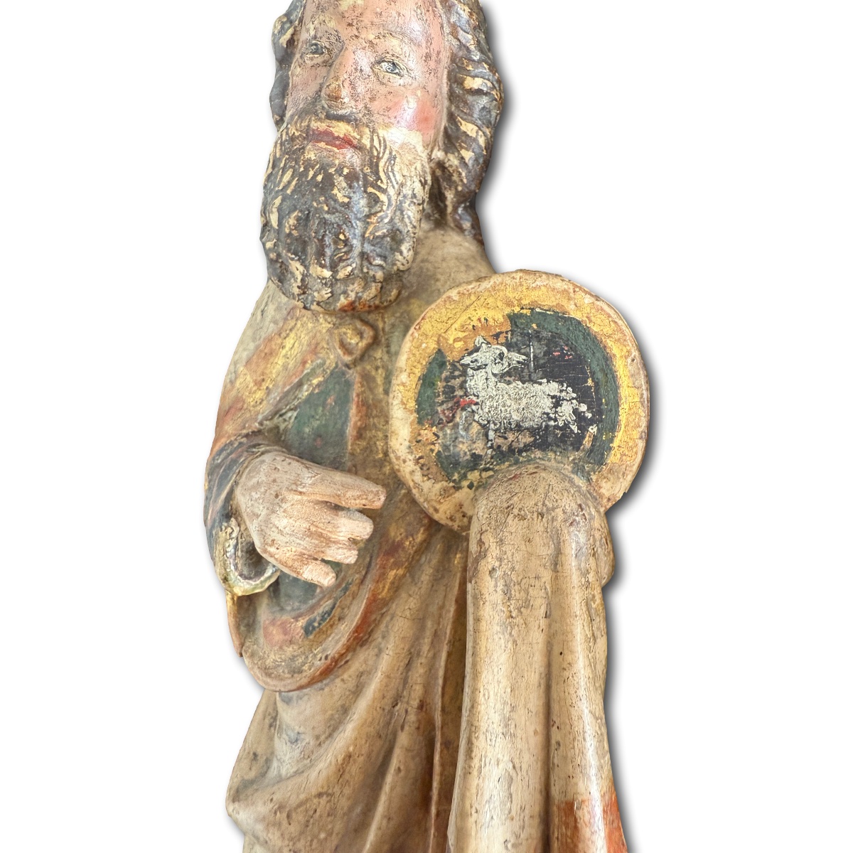 Polychrome Sculptures Of St. John And A Reliquary Figure. Germany, 14th Century.-photo-7
