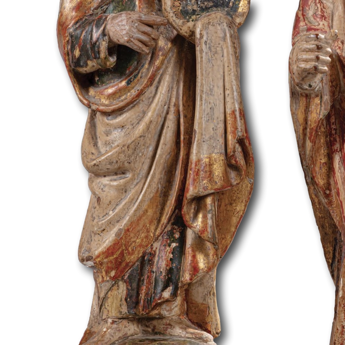Polychrome Sculptures Of St. John And A Reliquary Figure. Germany, 14th Century.-photo-8