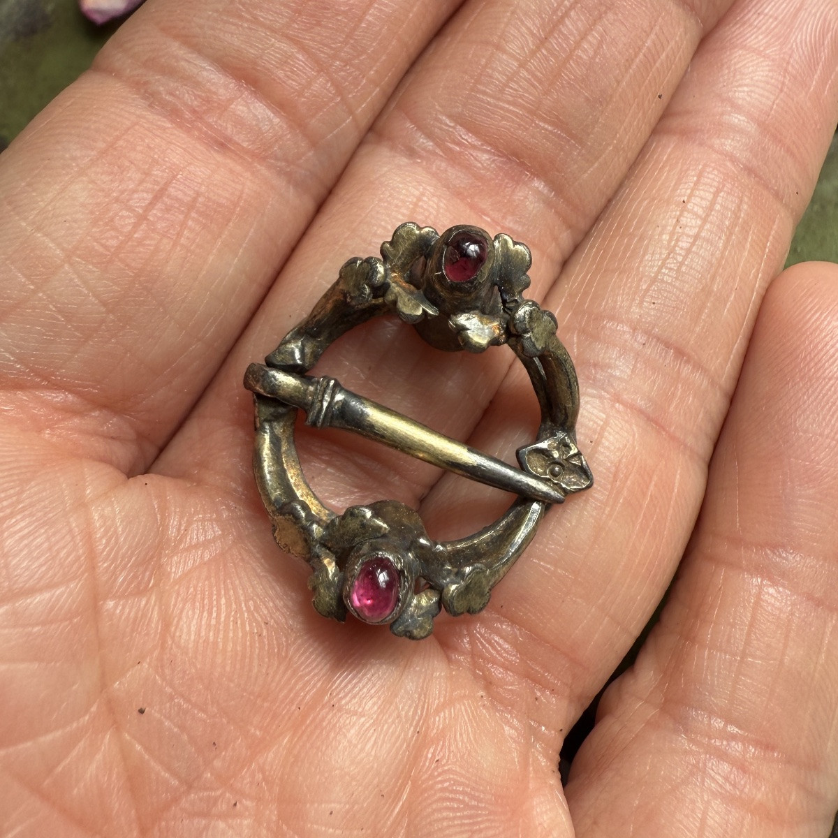 Medieval Silver Brooch With Garnets. English Or French, 13th - 14th Century. -photo-6