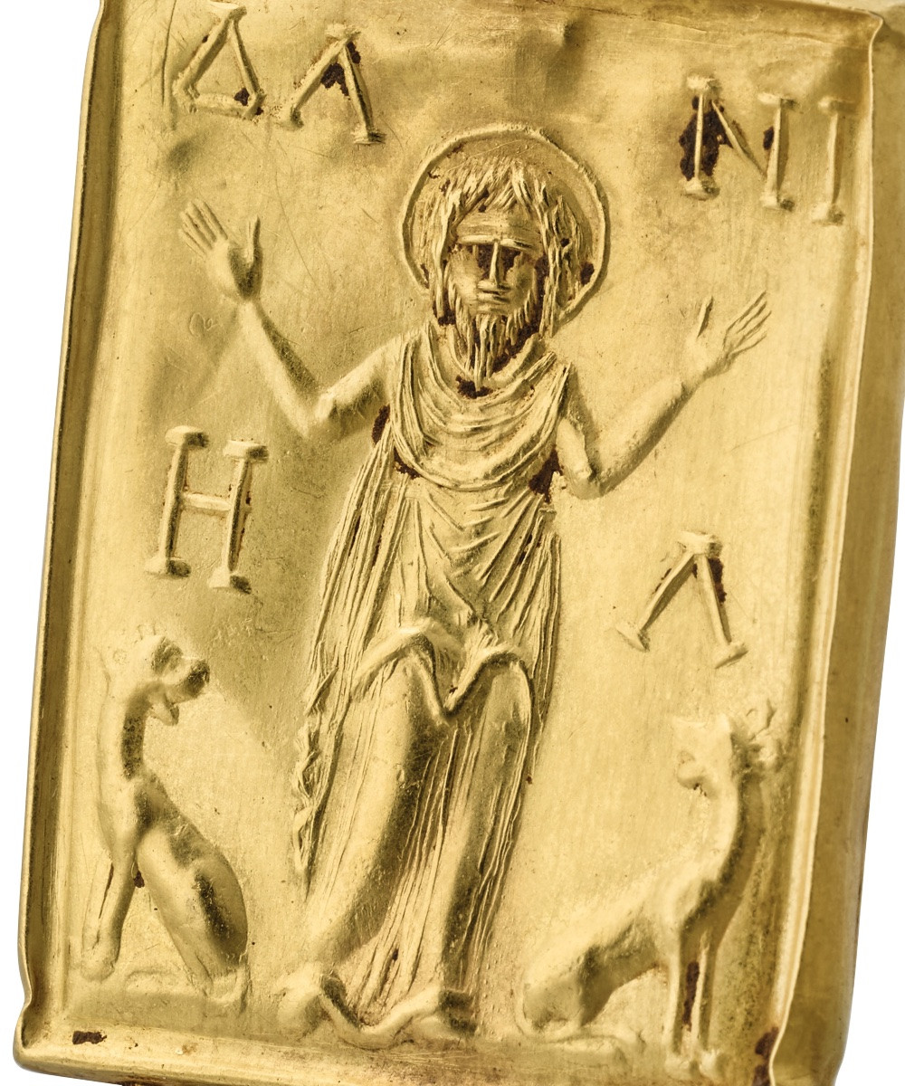 Pendentif en or paléochrétien en forme de tablette. Empire byzantin, VIe-VIIe siècle apr. J.-C.-photo-4