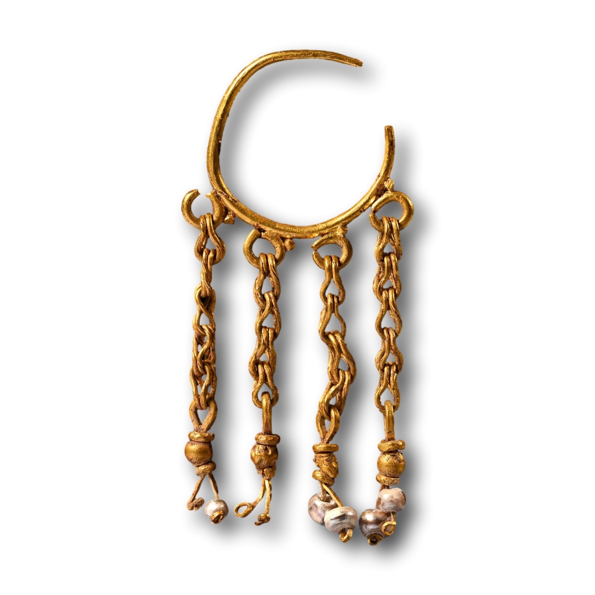 Boucles d'oreilles romaines en or avec pendants de perles. Méditerranée orientale, IVe-VIe sièc-photo-2