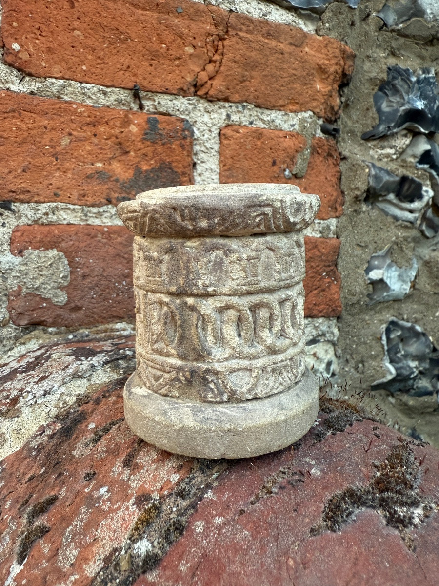 Limestone Portable Altar. English, 12th Century.-photo-4