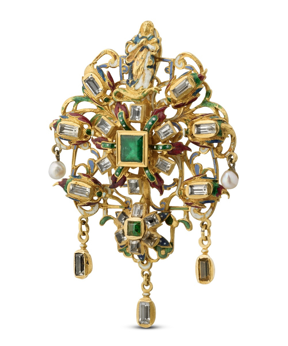 A Large Gold And Enamel Devotional Pendant. German Or Austrian, Circa 1600.