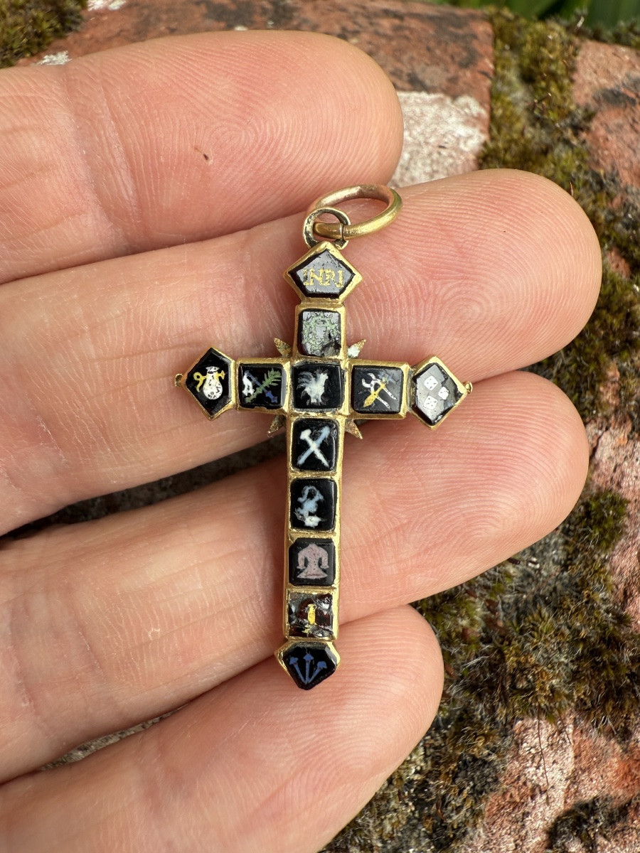 Enamelled Gold Cross With Instruments Of The Passion. German, Early 17th Century-photo-3