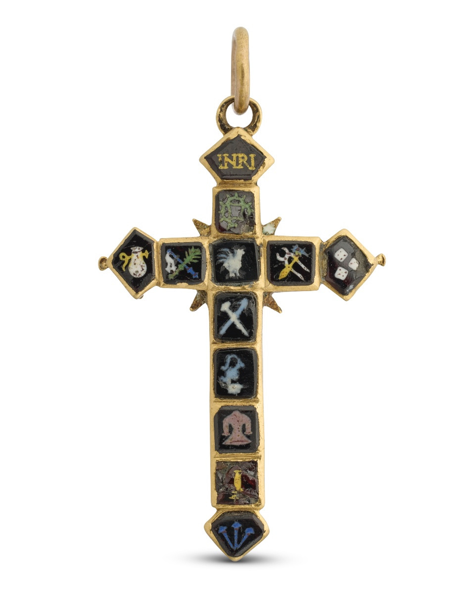 Enamelled Gold Cross With Instruments Of The Passion. German, Early 17th Century