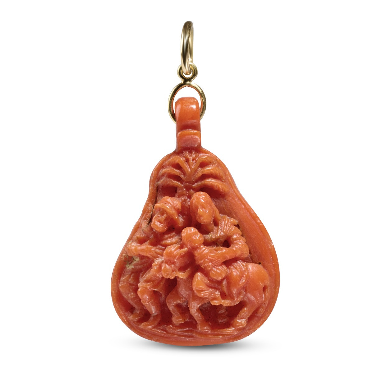 Double-sided Coral And Gold Devotional Pendant. Sicily, 17th Century.  -photo-2