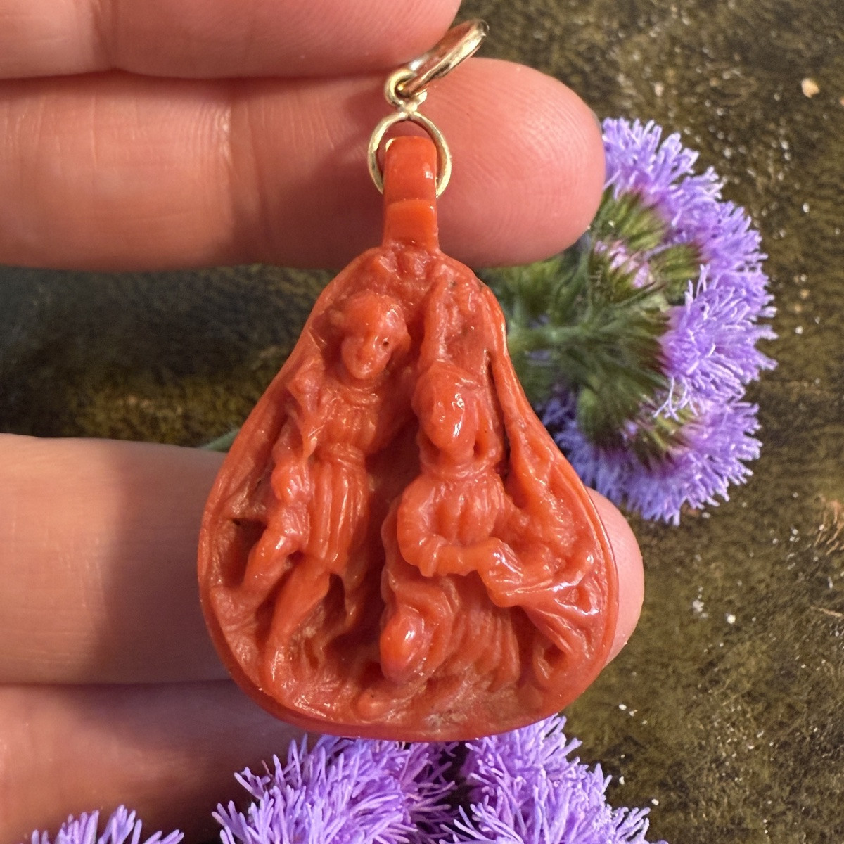 Double-sided Coral And Gold Devotional Pendant. Sicily, 17th Century.  -photo-8