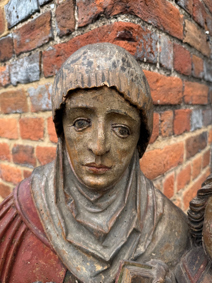Polychromed Limewood Sculpture Of Anna Selbdritt. South German, 16th Century.-photo-4