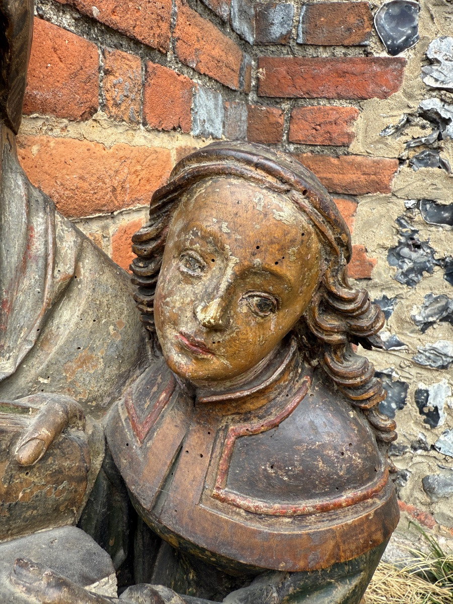 Polychromed Limewood Sculpture Of Anna Selbdritt. South German, 16th Century.-photo-1