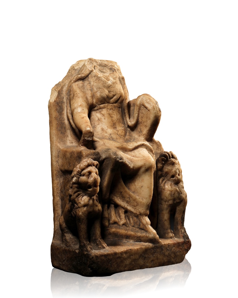 Statuette en marbre de Cybèle sur un trône, Empire romain, vers le IIIe siècle apr. J.-C.  -photo-2