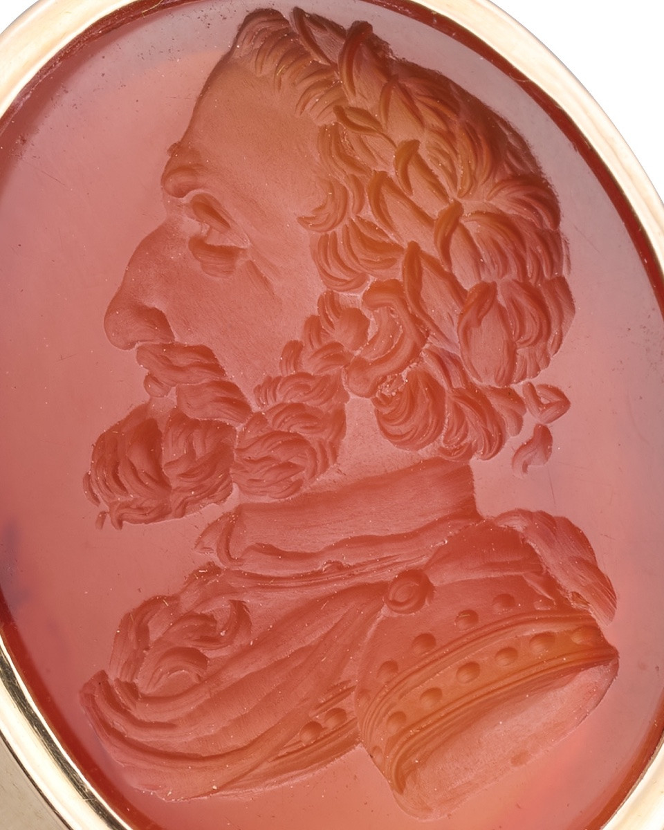 Carnelian Intaglio Ring Depicting King Henri IV Of France. French, 19th Century.-photo-2