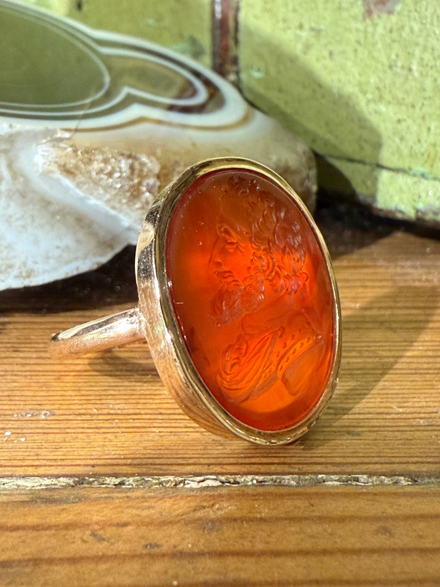Carnelian Intaglio Ring Depicting King Henri IV Of France. French, 19th Century.-photo-4