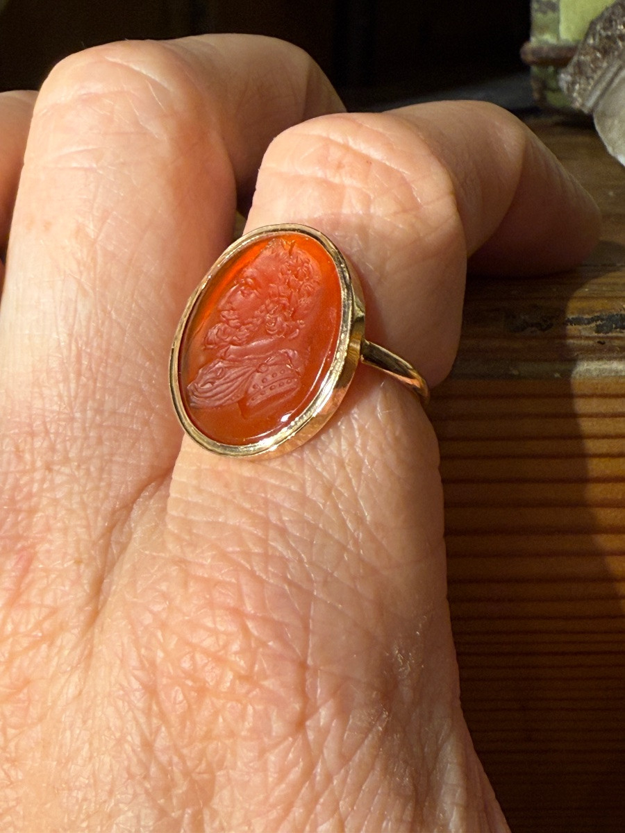 Carnelian Intaglio Ring Depicting King Henri IV Of France. French, 19th Century.-photo-8
