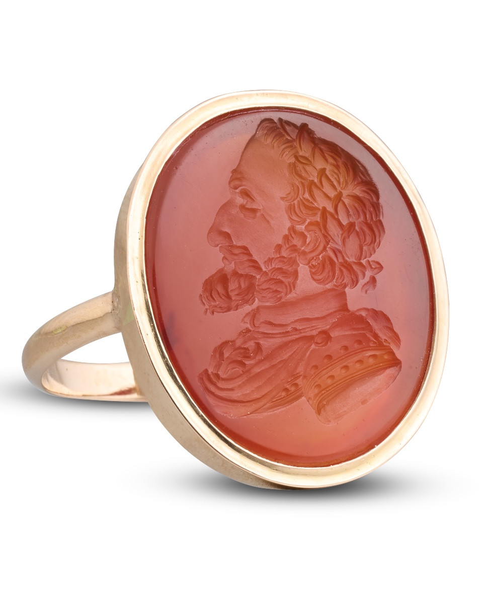 Carnelian Intaglio Ring Depicting King Henri IV Of France. French, 19th Century.