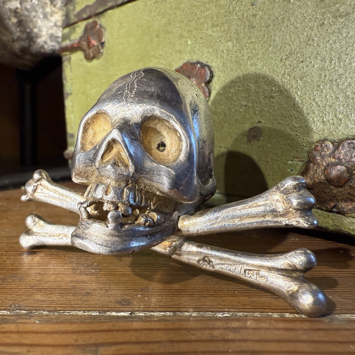 Silver Skull And Crossbones From The Base Of A Crucifix. Italian, 17th Century.-photo-3