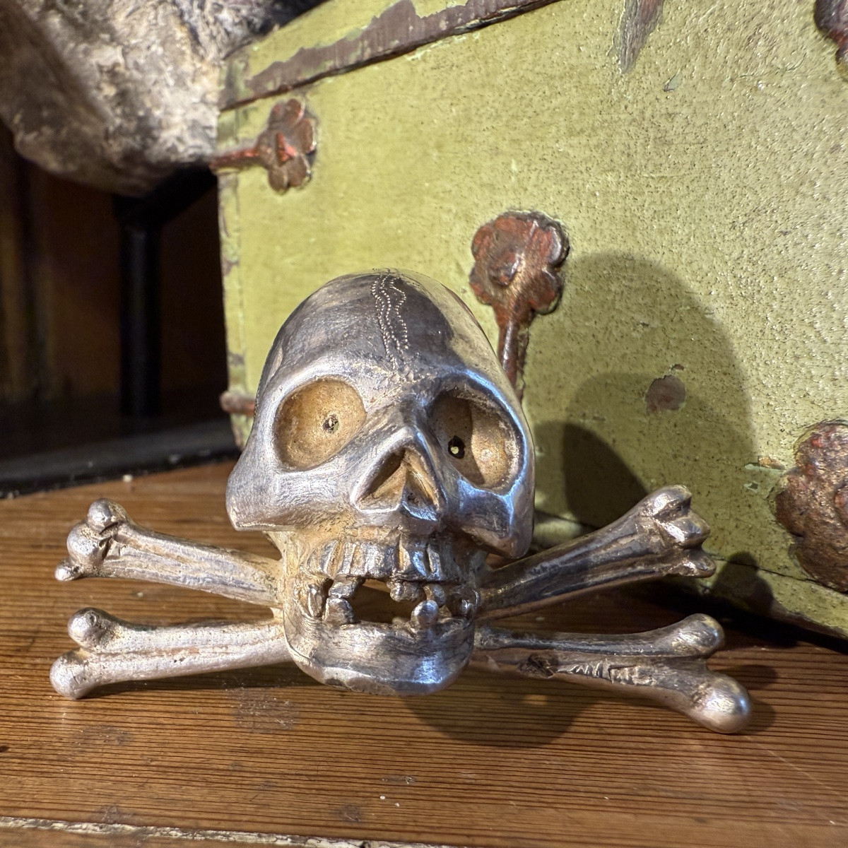 Silver Skull And Crossbones From The Base Of A Crucifix. Italian, 17th Century.-photo-4