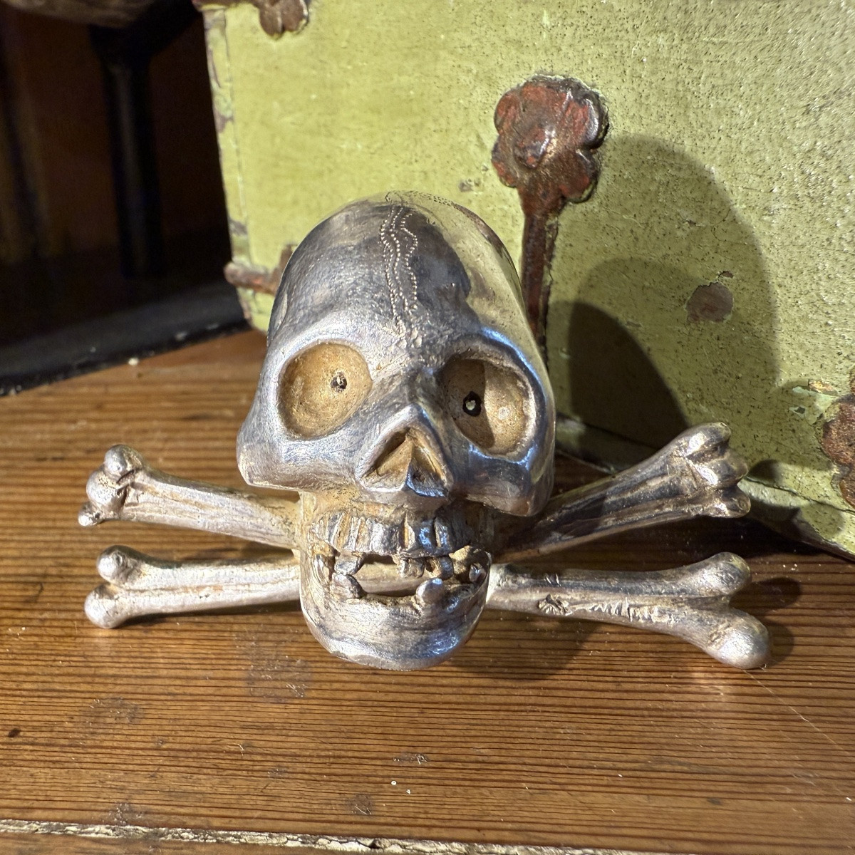 Silver Skull And Crossbones From The Base Of A Crucifix. Italian, 17th Century.-photo-4