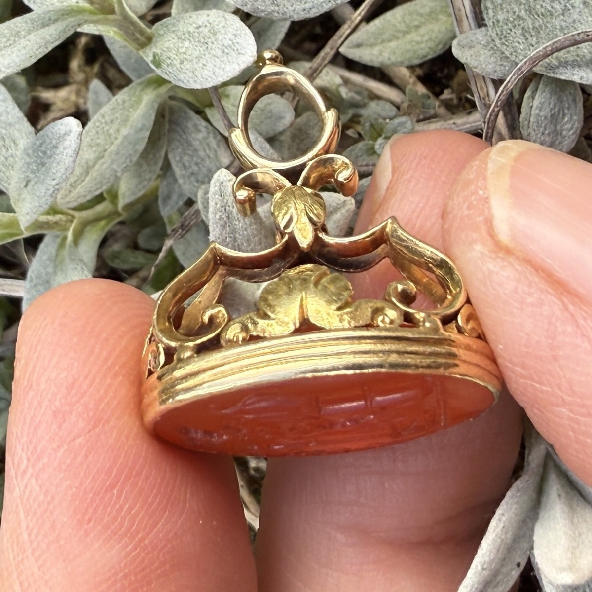 Gold Seal With Renaissance Intaglio Depicting A Hermes And Figures.-photo-4