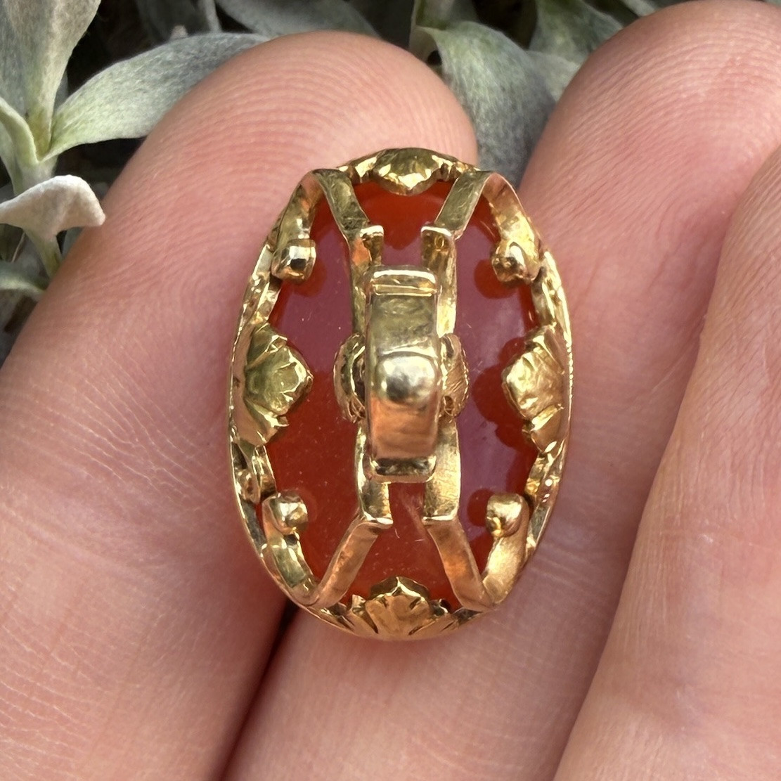 Gold Seal With Renaissance Intaglio Depicting A Hermes And Figures.-photo-4
