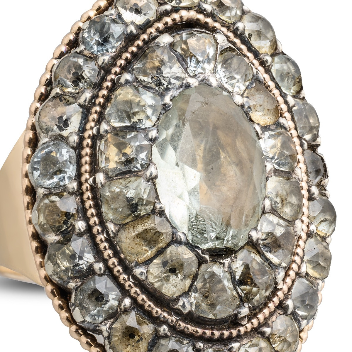 Aquamarine Cluster Ring In Silver And Gold. Portuguese, Late 18th Century.-photo-2