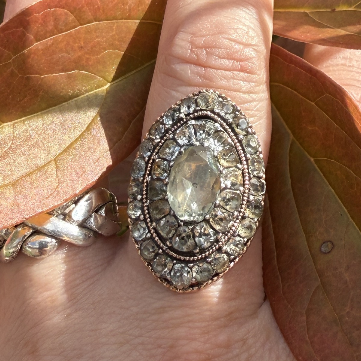 Aquamarine Cluster Ring In Silver And Gold. Portuguese, Late 18th Century.-photo-3