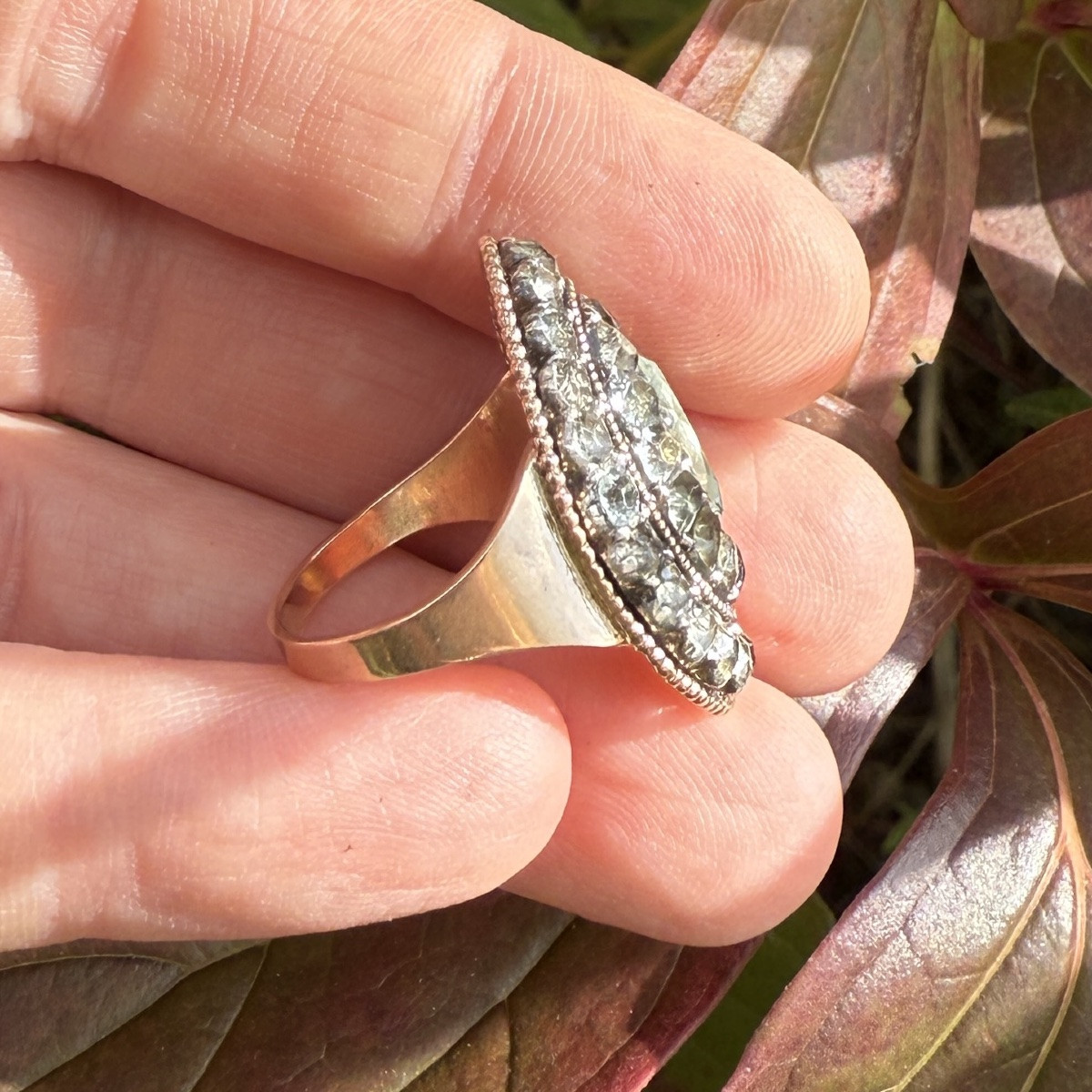 Aquamarine Cluster Ring In Silver And Gold. Portuguese, Late 18th Century.-photo-3