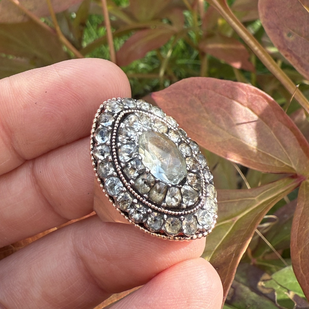 Aquamarine Cluster Ring In Silver And Gold. Portuguese, Late 18th Century.-photo-4