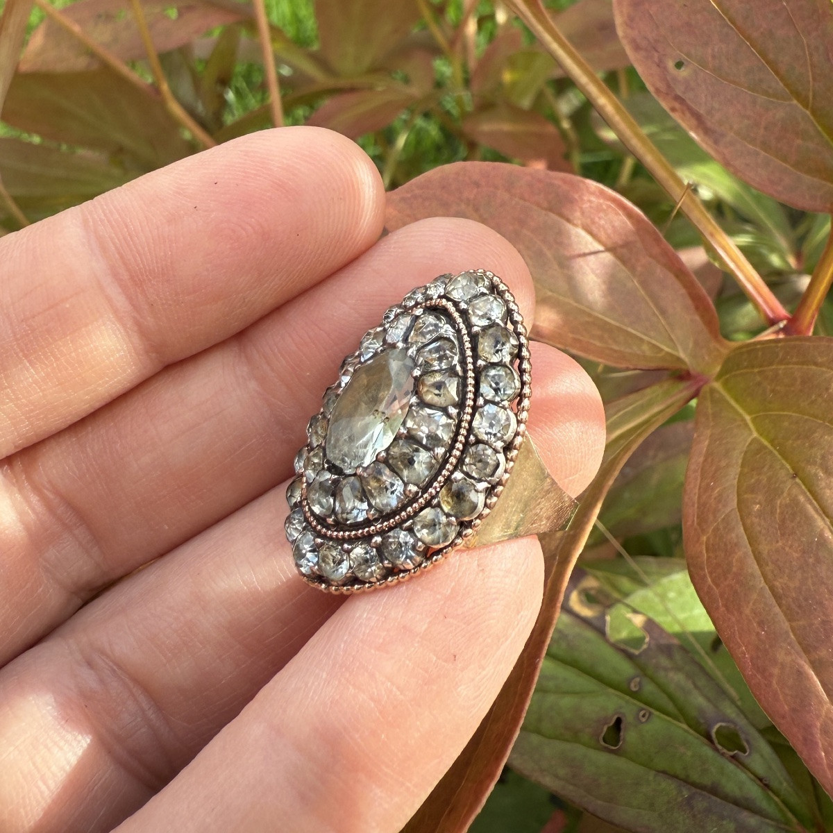 Aquamarine Cluster Ring In Silver And Gold. Portuguese, Late 18th Century.-photo-5