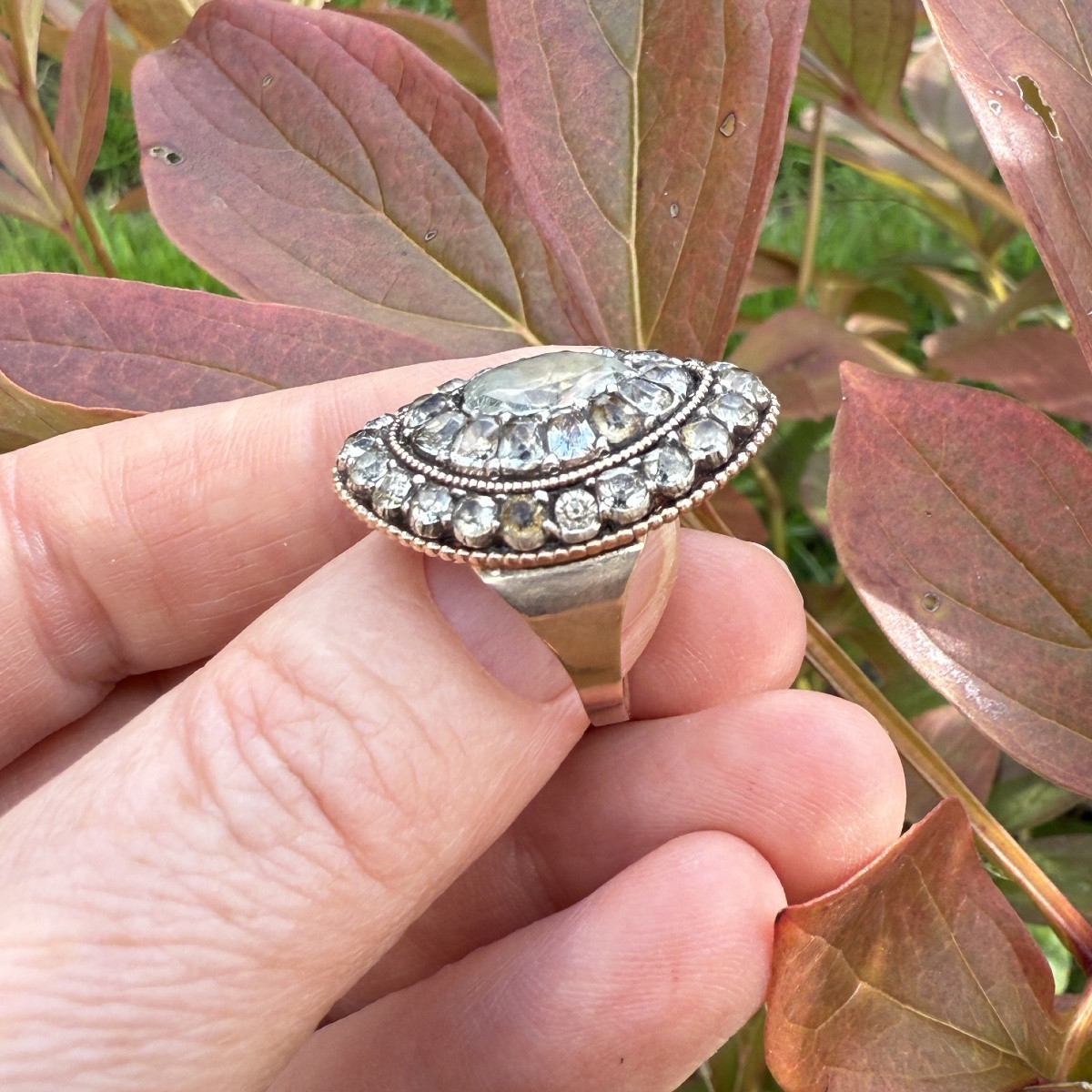 Aquamarine Cluster Ring In Silver And Gold. Portuguese, Late 18th Century.-photo-8