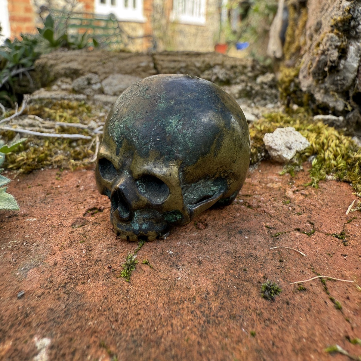 Bronze Skull Finial From The Base Of A Crucifix. French Or German, 17th Century.-photo-3