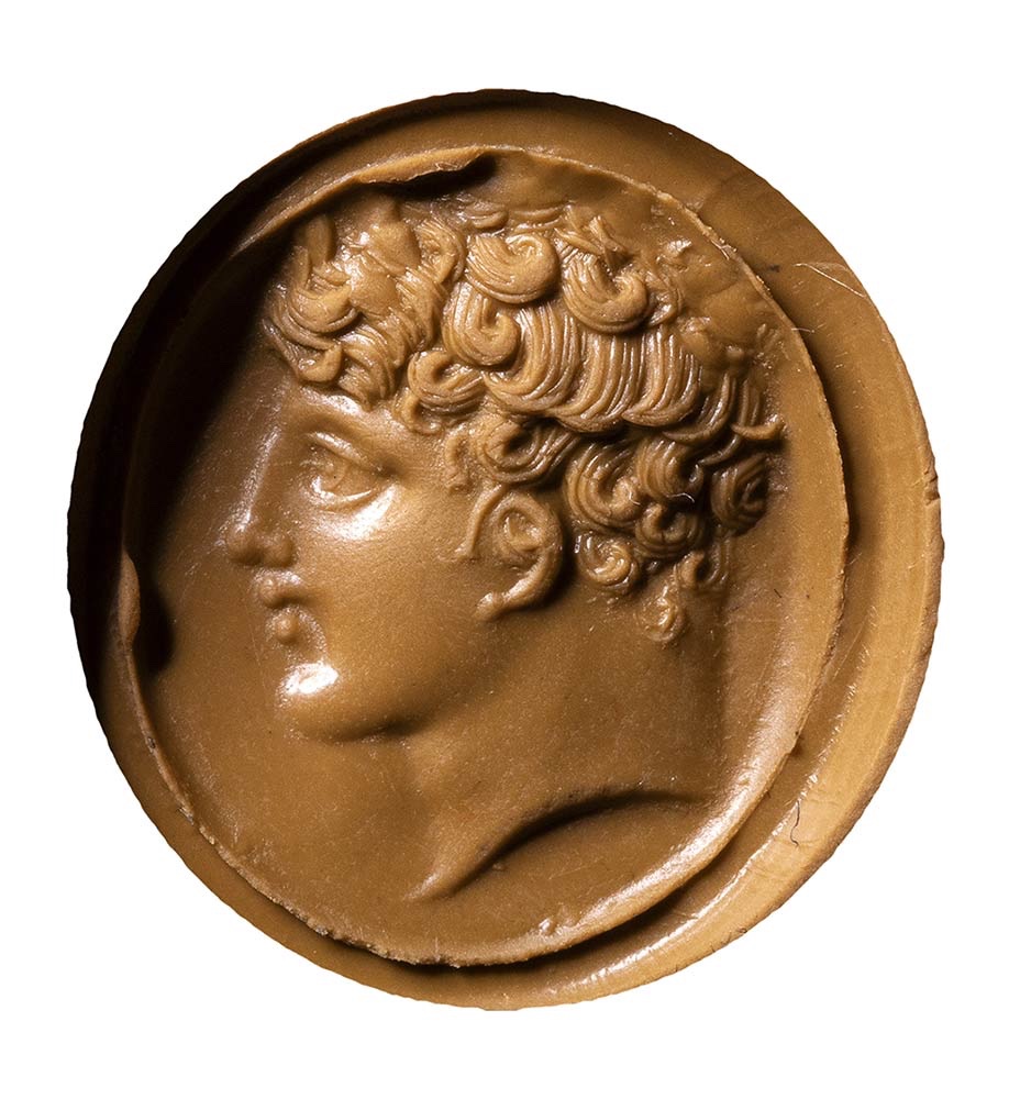 Intaille grecque hellénistique en améthyste représentant un jeune homme, bague en or du XIXe -photo-1