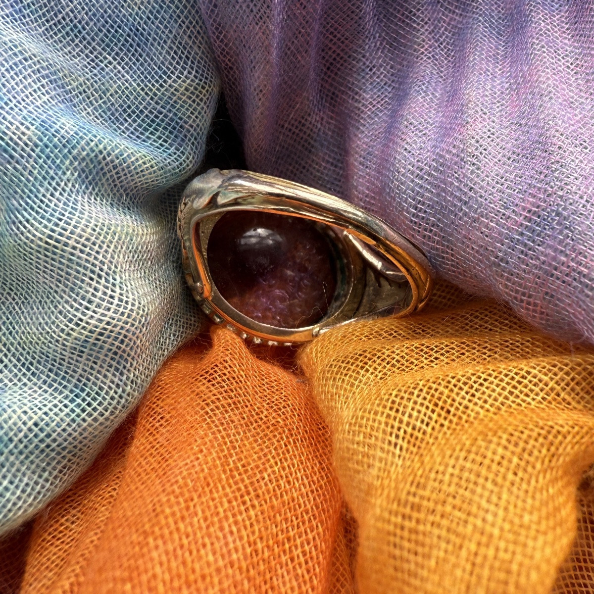 Intaille grecque hellénistique en améthyste représentant un jeune homme, bague en or du XIXe -photo-4