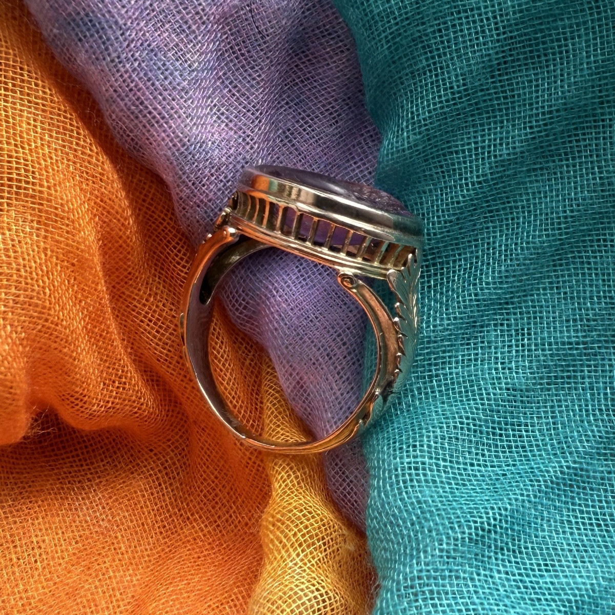 Intaille grecque hellénistique en améthyste représentant un jeune homme, bague en or du XIXe -photo-6