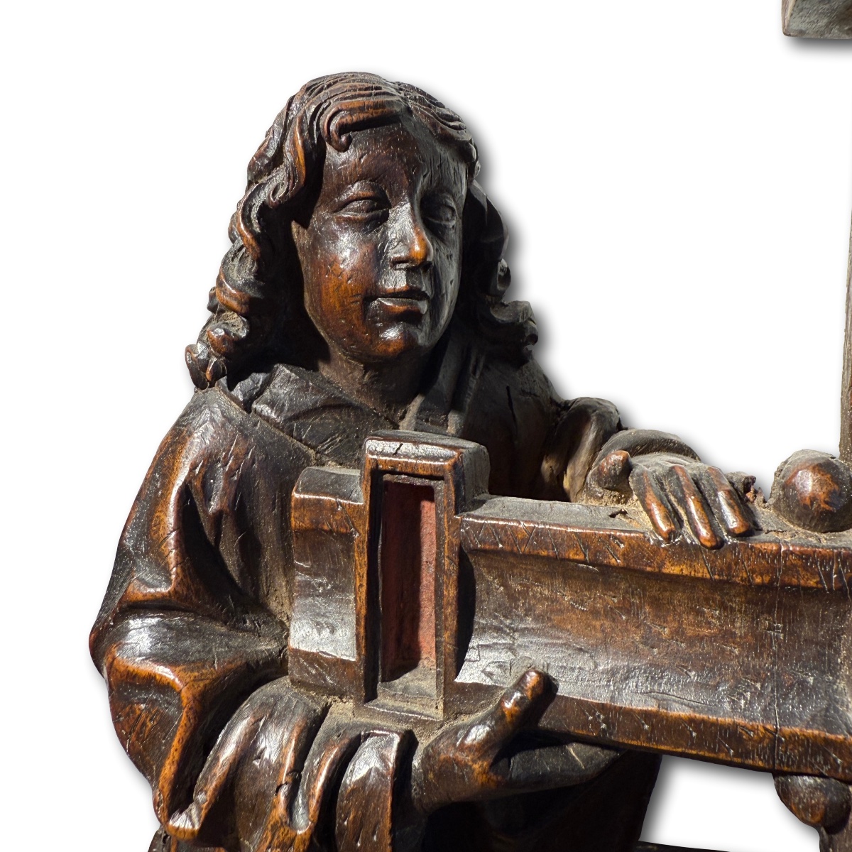 Deux anges agenouillés soutenant la Croix. Pays-Bas méridionaux, vers 1500-1520.-photo-3