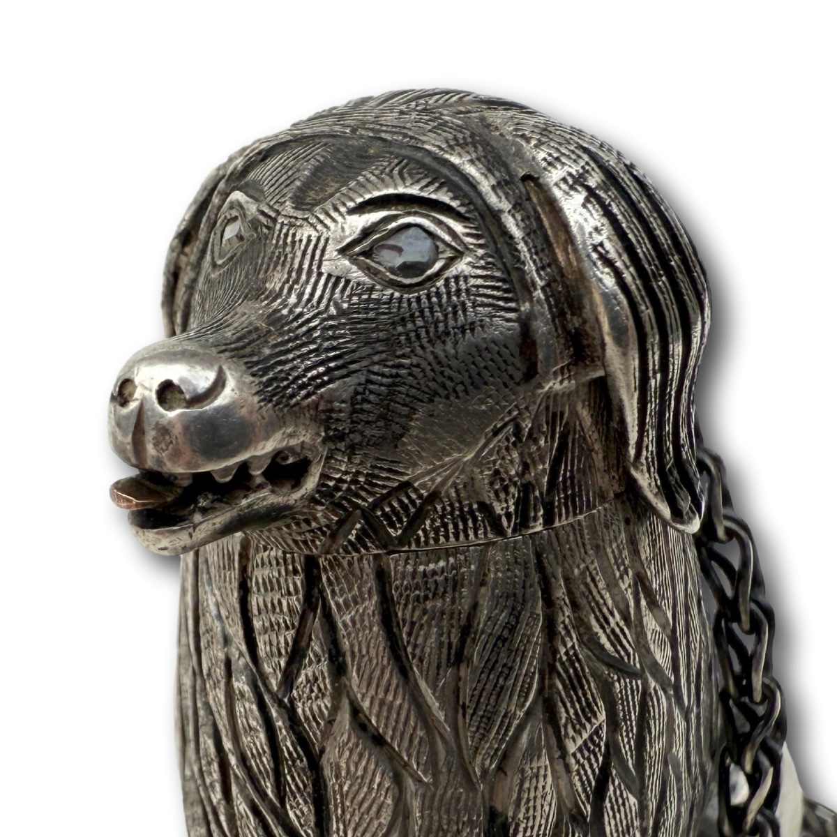 Boîte à épices en argent en forme de caniche, XVIIIe siècle.-photo-3