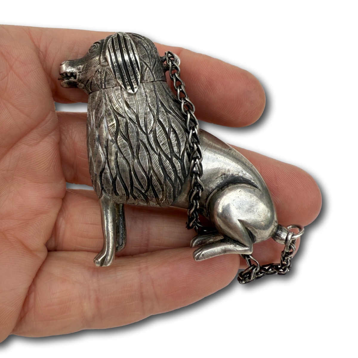 Boîte à épices en argent en forme de caniche, XVIIIe siècle.-photo-4