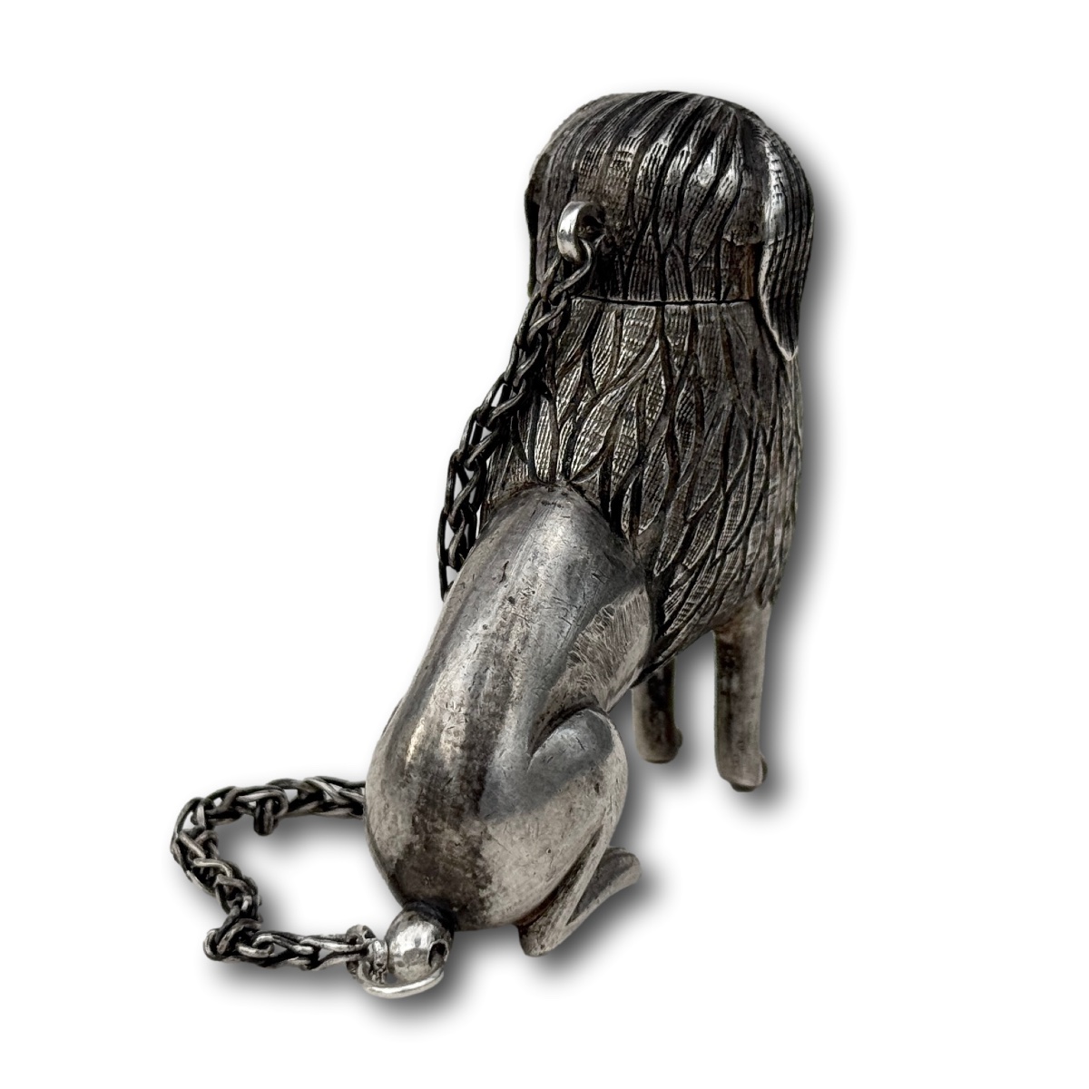 Boîte à épices en argent en forme de caniche, XVIIIe siècle.-photo-2