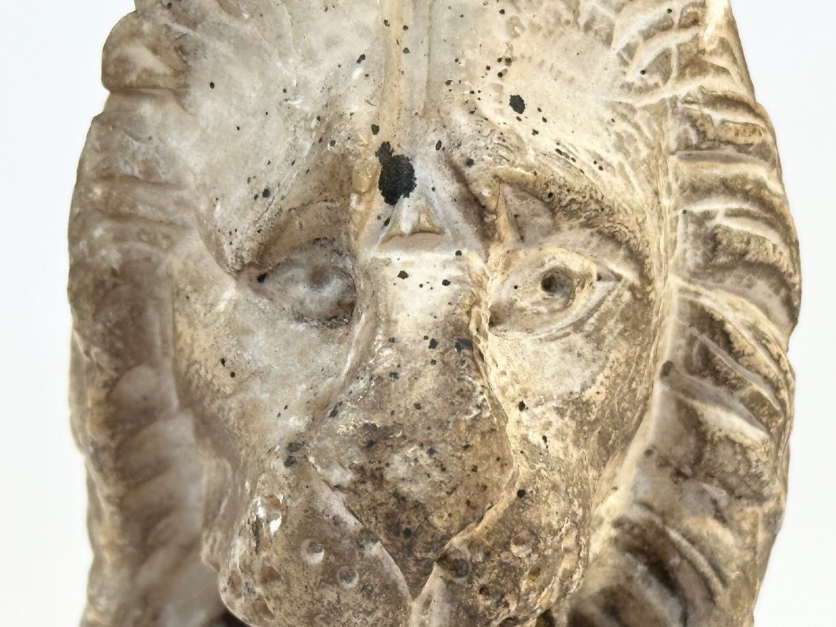 Lion héraldique en marbre à écusson fleur-de-lys. France, XVIIe siècle.  -photo-4