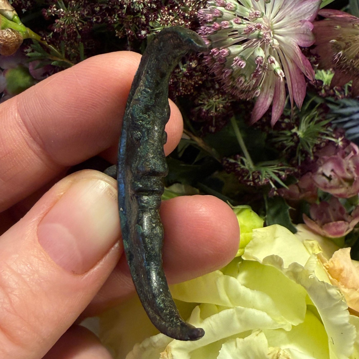 Bronze Moon Pendant With Anthropomorphic Face. Finland Or Gotland, 14th Century.-photo-1