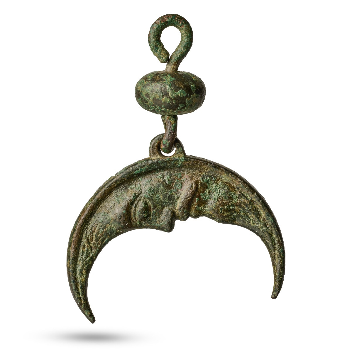Bronze Moon Pendant With Anthropomorphic Face. Finland Or Gotland, 14th Century.