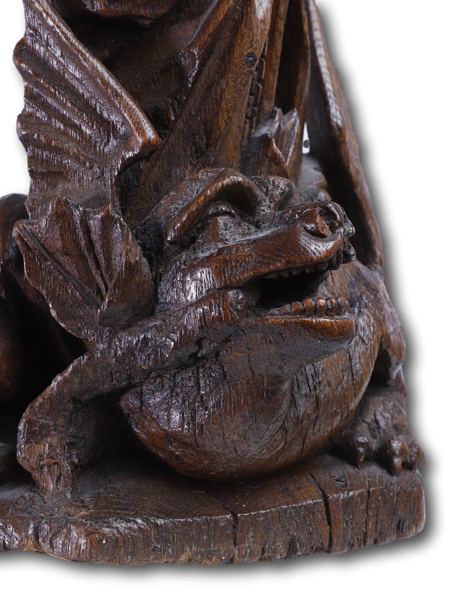 Sculpture Of Saint Margaret Of Antioch. Southern Netherlands, Flemish, C. 1500.-photo-3