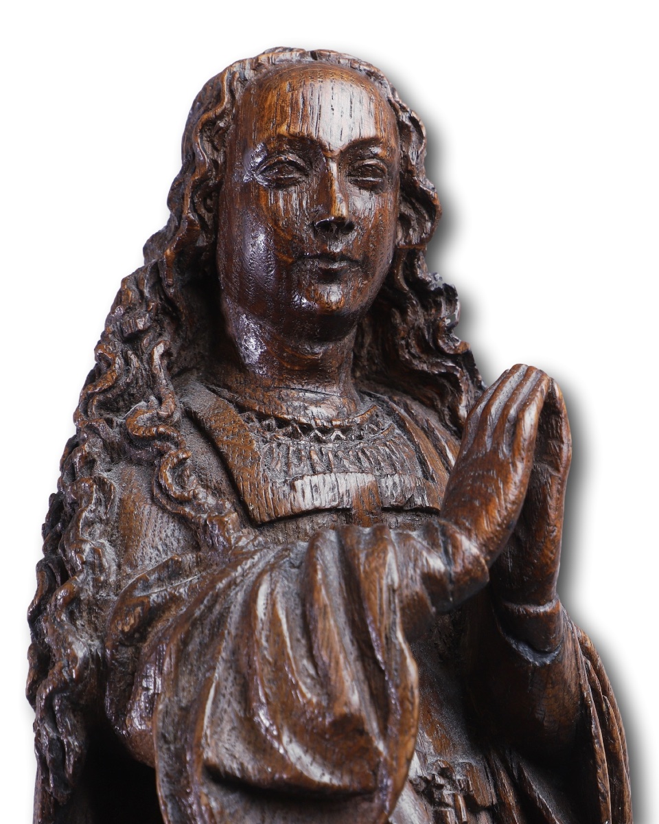 Sculpture Of Saint Margaret Of Antioch. Southern Netherlands, Flemish, C. 1500.-photo-4
